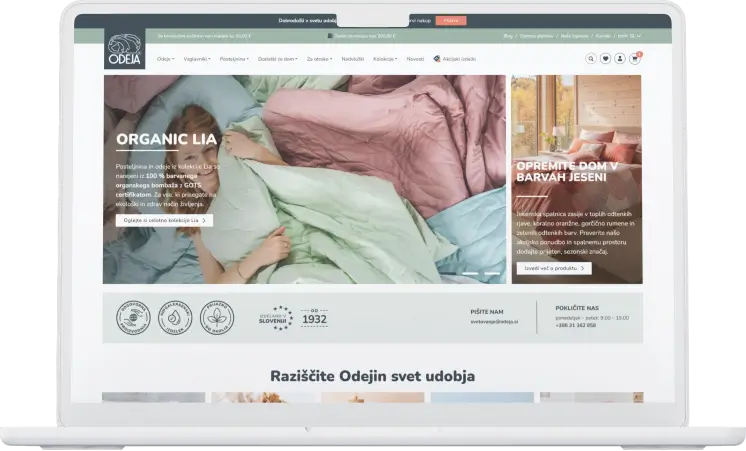 Odeja - primer izdelane spletne strani