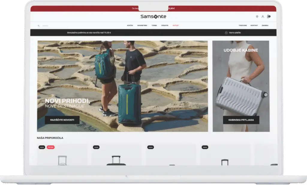 Samsonite - primer izdelane spletne strani