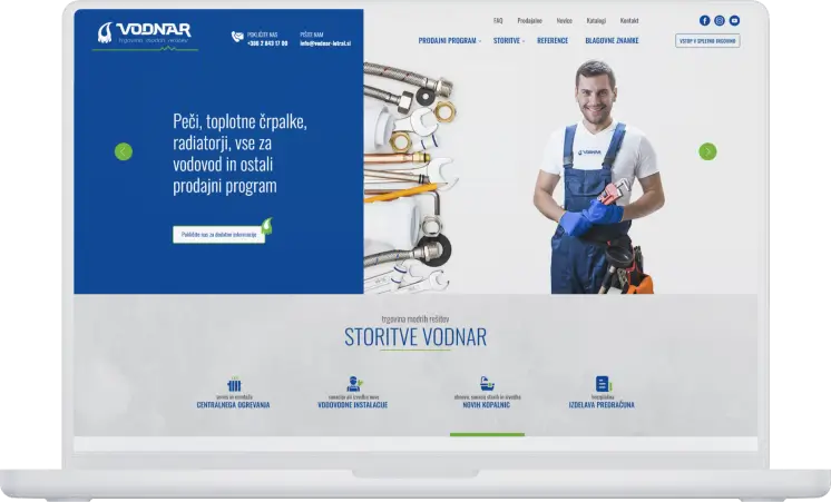 Vodnar - primer izdelane spletne strani